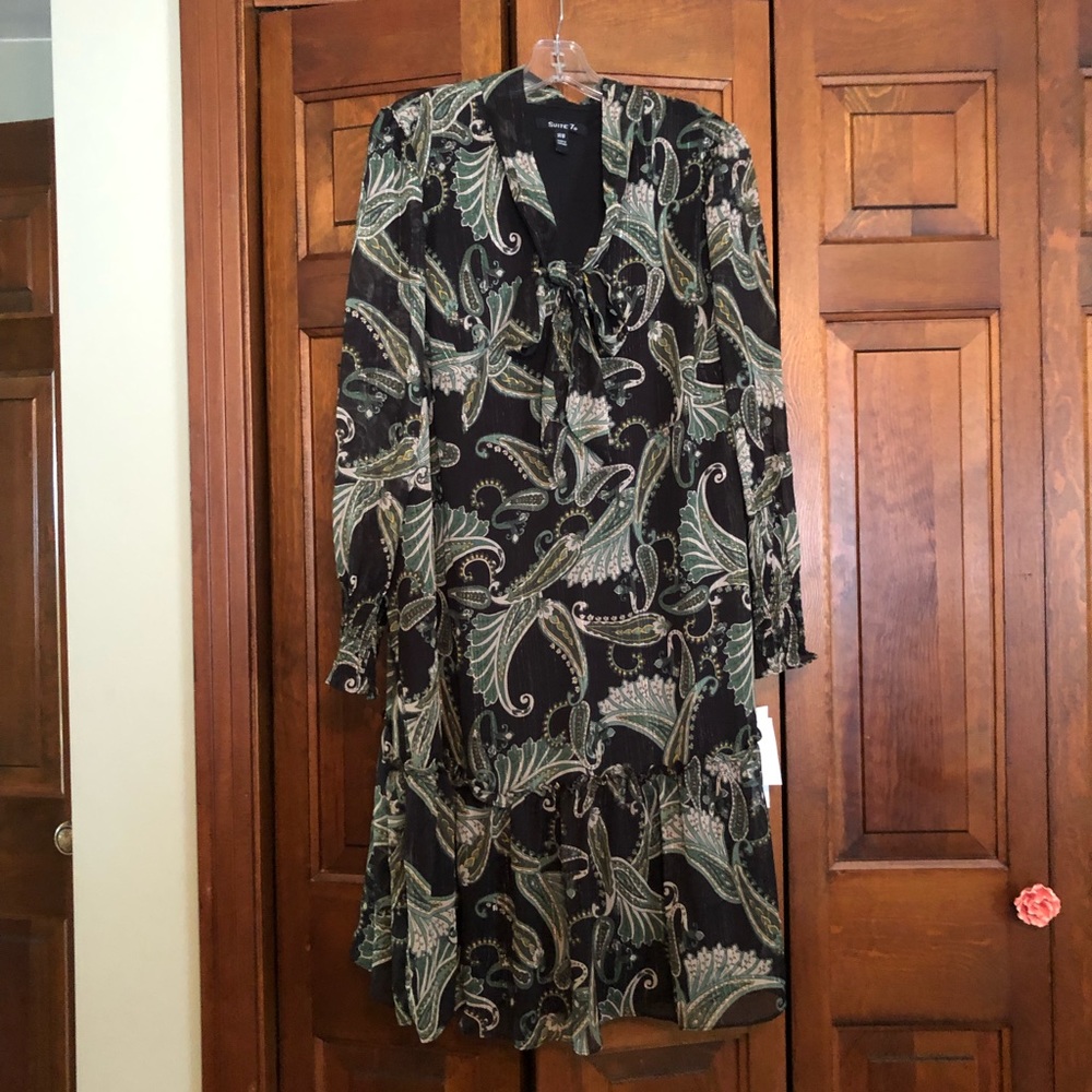 Gorgeous NWT green paisley lightweight swing a-line dress 14W